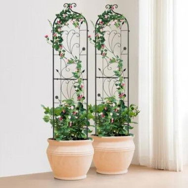 2 Packs Metal Garden Trellis for Climbing Plant Support 60x15 in Rustproof