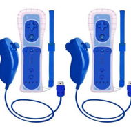 Detailed information about the product 2 Packs Wireless Controller and Nunchuck for Wii and Wii U Console, Gamepad with Silicone Case and Wrist Strap (Blue)