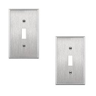 Detailed information about the product (2 Pack)Toggle Light Switch Stainless Steel Wall Plate, Metal Plate Corrosive Resistant Cover for Rotary Dimmers Lights, Standard Size, Silver