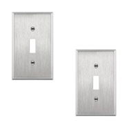 Detailed information about the product (2 Pack)Toggle Light Switch Stainless Steel Wall Plate, Metal Plate Corrosive Resistant Cover for Rotary Dimmers Lights, Standard Size, Silver