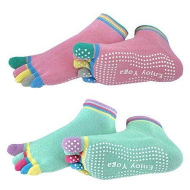 2 Pairs Of Yoga Socks For Women With Grips - Pilates Socks Barre Socks Womens Non-Slip Grip Toe Socks - Pink & Green.