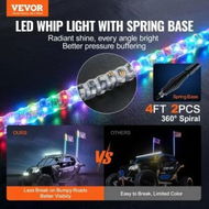 Detailed information about the product 2 PCS 4 FT Whip Light with Spring Base, Led Whip Light with APP & Remote Control, Waterproof 360Â° Spiral RGB Chasing Lighted Whips with 2 Flags, for UTVs, ATVs, Motorcycles, RZR, Can-am, Go-kart