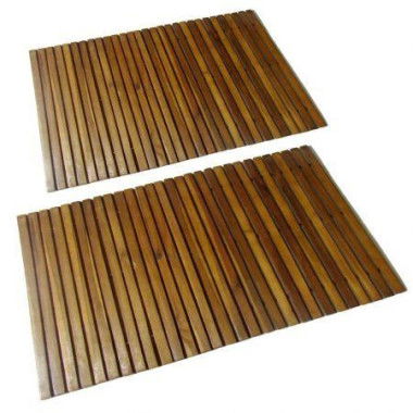 2 Pcs Acacia Bath Mat 80 X 50 Cm