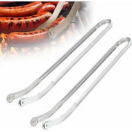 Detailed information about the product 2 PCS BBQ Sausage Turning Tongs Stainless Steel Grill Long Handle Tongs Bacon Steak Meat Vegetables Grilling Tools Skewers Accessories Clamps