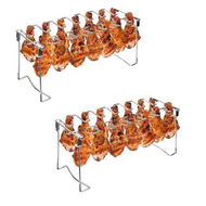 Detailed information about the product 2 Pcs Chicken Leg and Wing Rack for Grill 14 Slots Stainless Steel BBQ Chicken Drumsticks Holder Roaster Stand for Smoker Oven Charcoal Grill