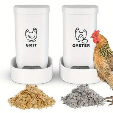 2 Pcs Chicken Oyster Shell Feeder And Grit Feeder Container Feeding Automatic Coop Accessories Leakproof