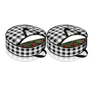 Detailed information about the product 2 Pcs Christmas Wreath Storage Bag 30 Inch Large Buffalo Plaid Garland Wreaths Container for Storing Garland Wreath Wrapping, White