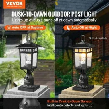 2 PCs Dusk to Dawn Outdoor Lamp Post Light Fixture 400 mm Pole Pier Mount