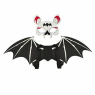 Detailed information about the product 2 PCS Halloween Bat Wings Mask Set White Mask And Black Wings Ideal For Halloween Parties And Cosplay