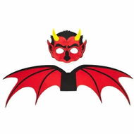 Detailed information about the product 2 PCS Halloween Devil Wings Mask Set Red Mask Red Wings Ideal For Halloween Parties And Cosplay