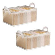 Detailed information about the product 2 PCS Large Transparent PVC Storage Basket Foldable Open Storage Bins Storage Boxes with Handles Fabric Storage Containers