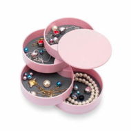 Detailed information about the product 2 PCS Pink-Jewelry Storage Box 4-Layer Rotatable Jewelry Accessory Storage Tray with Lid for Rings Bracelets