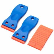 Detailed information about the product 2 Pcs Plastic Razor Blade Scraper and 12 Pcs Blades,Remove Label Decal Tool,Forwithout Scratches Plastic Razor Blade Scraper,Adhesive Remover