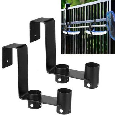 2 Pcs Pool Fence Hooks, Pool Tool Organizer, for Hanging Pool Cleaning Accessory, Pool Pole,Brush, Leaf Skimmer Net,Vacuum Head