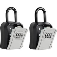 Detailed information about the product 2 Pcs Portable Lockbox for Keys, 4 Digit Combination Key Safe Storage, Waterproof Key Lock Box Wall Mounted for Outdoor Home (Grey)