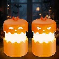 Detailed information about the product 2 Pcs Rechargeable Halloween Pumpkin Light with Lanyard, Outdoor and Indoor with LED Light up Pumpkin for Halloween Party Decoration