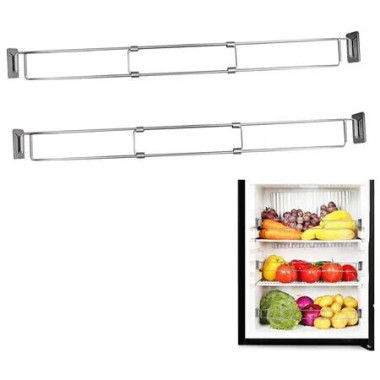 2 Pcs RV Secure Adjustable Bars 31.6 to 57.5 cm Stainless Steel Rods Food and Drink Stabilizers for RV Refrigerator