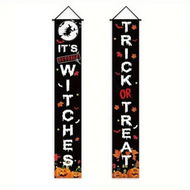 Detailed information about the product 2 PCS Set 180x30cm Black Halloween Decorations Couplet Party Curtain Ideal For Halloween Parties Carnivals And Festive Events
