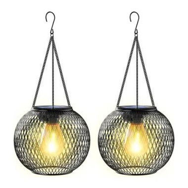2 Pcs Solar Lantern Outdoor Waterproof, Upgraded Hanging Solar Lights Outdoor Garden Decorations for Garden Yard Patio Pathway