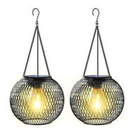 Detailed information about the product 2 Pcs Solar Lantern Outdoor Waterproof, Upgraded Hanging Solar Lights Outdoor Garden Decorations for Garden Yard Patio Pathway