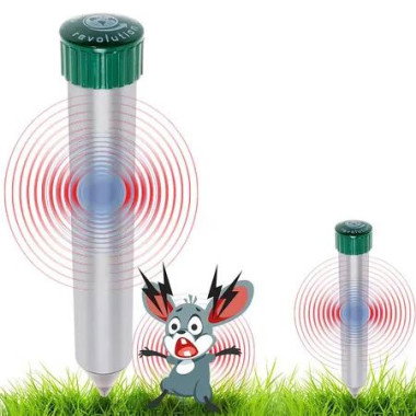 2 Pcs Sonic Mole Chaser, Battery Operated Pest Repeller Stake, Scares Away Moles, Voles, Gophers and Rats by Green Lighting