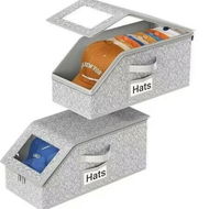 Detailed information about the product 2 PCS Stackable Hat Storage for Baseball Caps Holds up to 24 Caps Hat Organizer for Closet Snapback Boxes with Cardboard