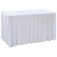 Detailed information about the product 2 pcs Stretch Table Covers with Skirt 183x76x74 cm White