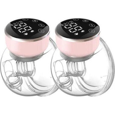 2 Pcs Wearable Breast Pump Hands Free with LED Display, Portable Electric Breast Pump with 3 Modes and 9 Levels & Low Noise (Pink)