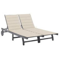 Detailed information about the product 2-Person Garden Sun Lounger with Cushion Grey Solid Acacia Wood