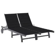 Detailed information about the product 2-Person Garden Sun Lounger with Cushion Grey Solid Acacia Wood