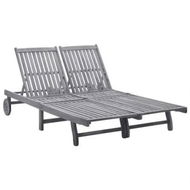 Detailed information about the product 2-Person Sun Lounger Solid Acacia Wood