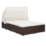 Detailed information about the product 2-Person Sunbed with Cushion Poly Rattan Brown