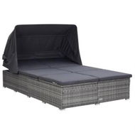 Detailed information about the product 2-Person Sunbed with Cushion Poly Rattan Grey