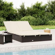 Detailed information about the product 2-Person Sunbed With Cushions Black Poly Rattan