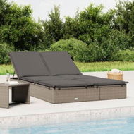 Detailed information about the product 2-Person Sunbed With Cushions Grey Poly Rattan