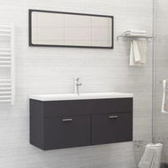 Detailed information about the product 2 Piece Bathroom Furniture Set Grey Chipboard