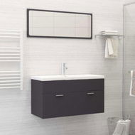 Detailed information about the product 2 Piece Bathroom Furniture Set Grey Chipboard