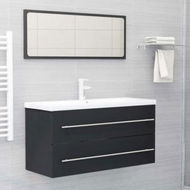 Detailed information about the product 2 Piece Bathroom Furniture Set Grey Engineered Wood