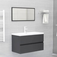 Detailed information about the product 2 Piece Bathroom Furniture Set Grey Engineered Wood