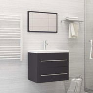 Detailed information about the product 2 Piece Bathroom Furniture Set Grey Engineered Wood