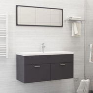 Detailed information about the product 2 Piece Bathroom Furniture Set High Gloss Grey Chipboard