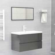 Detailed information about the product 2 Piece Bathroom Furniture Set High Gloss Grey Chipboard