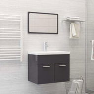 Detailed information about the product 2 Piece Bathroom Furniture Set High Gloss Grey Chipboard