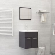 Detailed information about the product 2 Piece Bathroom Furniture Set High Gloss Grey Chipboard