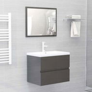 Detailed information about the product 2 Piece Bathroom Furniture Set High Gloss Grey Chipboard