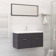 Detailed information about the product 2 Piece Bathroom Furniture Set High Gloss Grey Chipboard