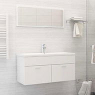 Detailed information about the product 2 Piece Bathroom Furniture Set High Gloss White Chipboard