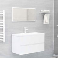 Detailed information about the product 2 Piece Bathroom Furniture Set High Gloss White Chipboard