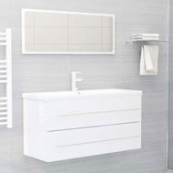 Detailed information about the product 2 Piece Bathroom Furniture Set High Gloss White Engineered Wood