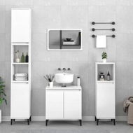 Detailed information about the product 2 Piece Bathroom Furniture Set High Gloss White Engineered Wood